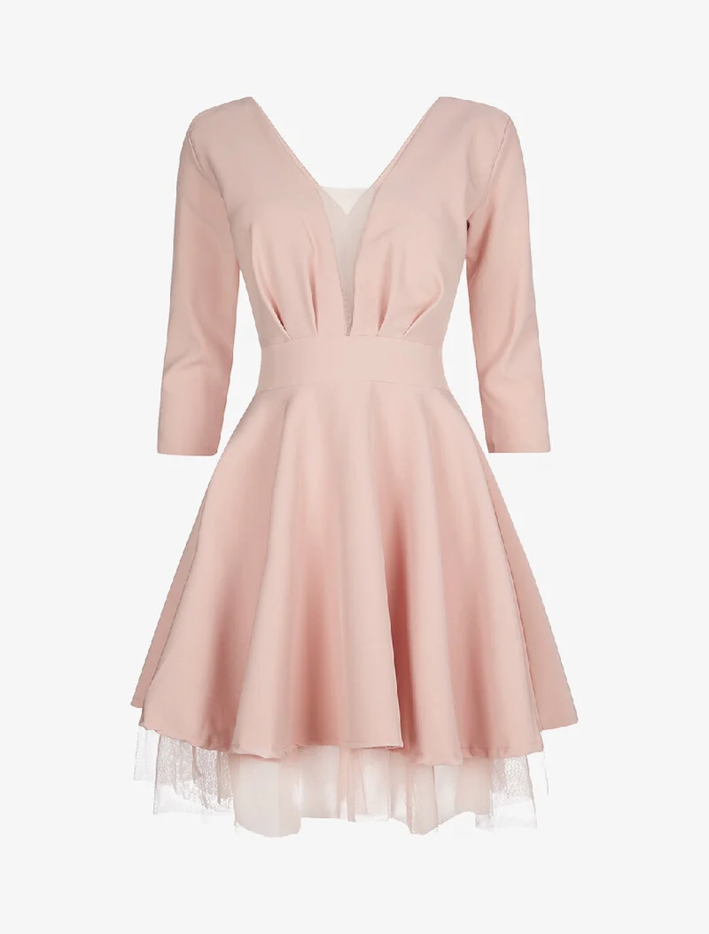 Robe épaules en tulle - rose