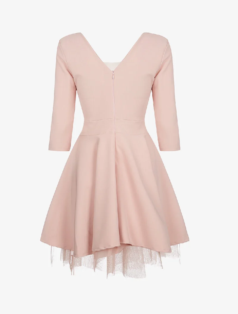 Robe épaules en tulle - rose