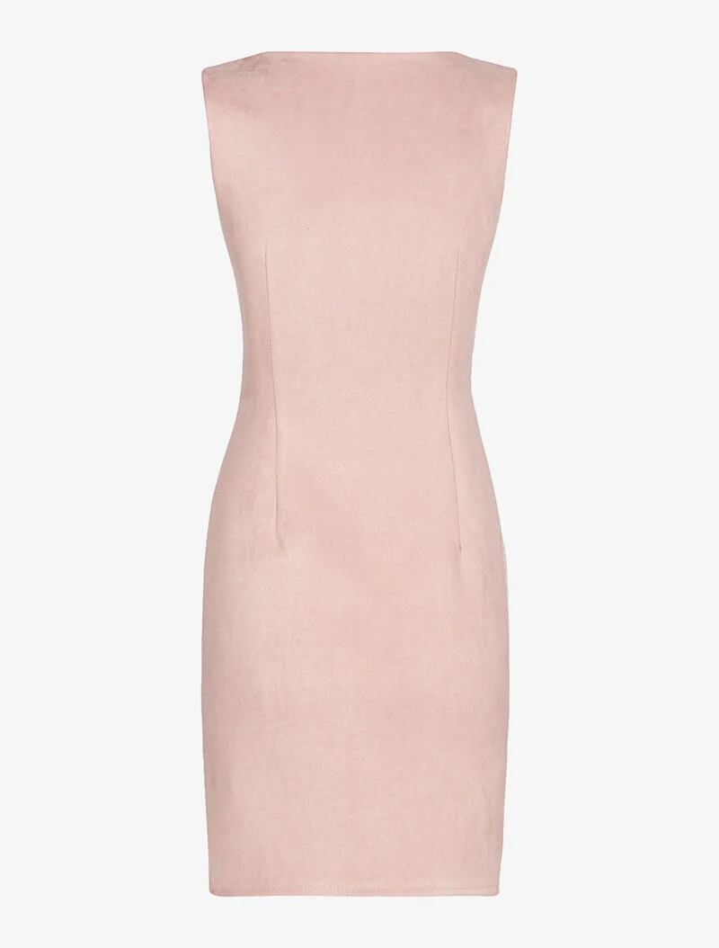 Robe zippée en suédine - rose