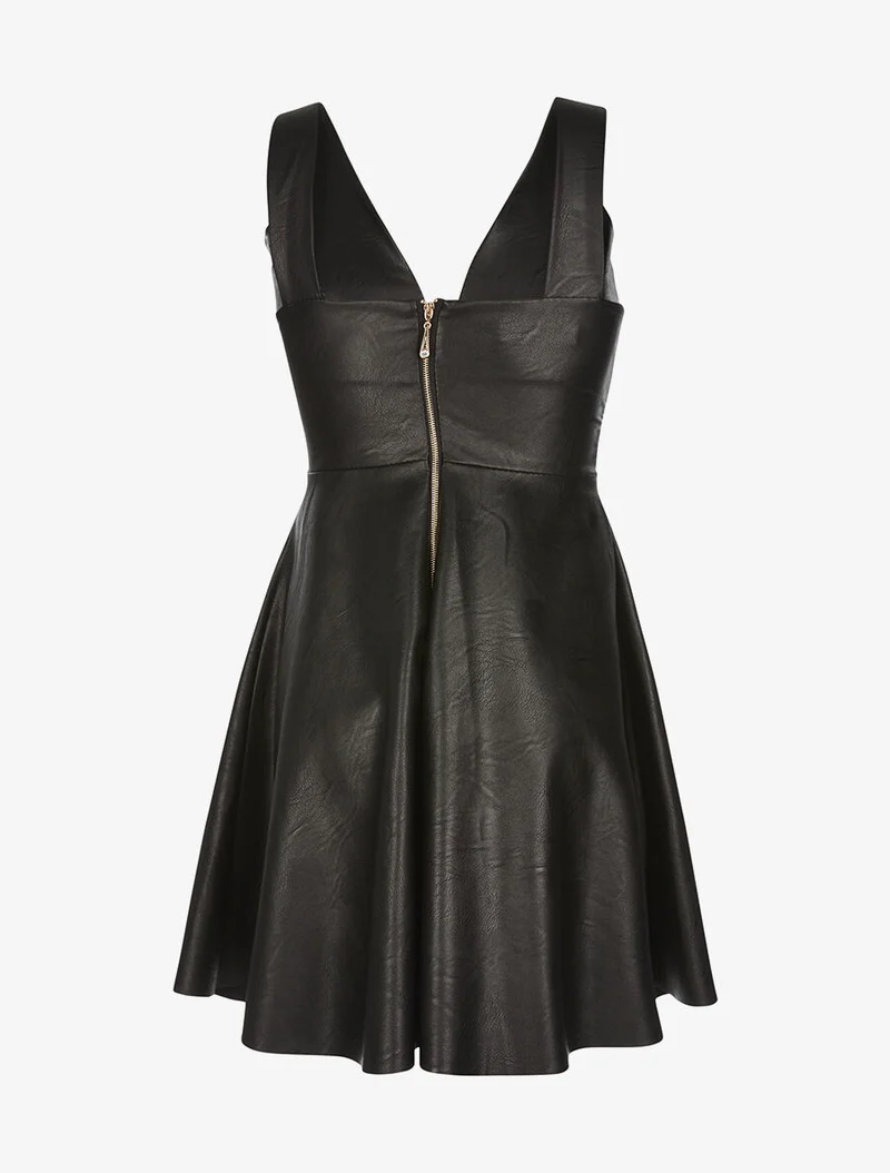 Robe évasée en simili - noir