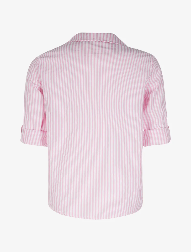 Chemise rayé basic 1 poche - rose