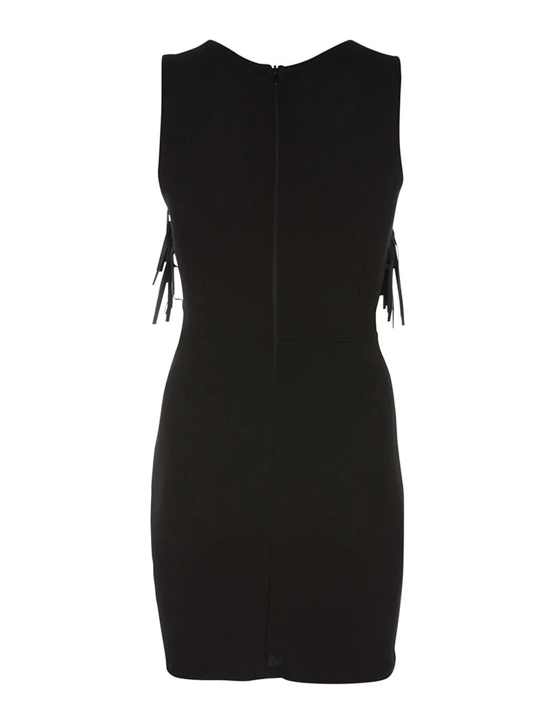 Robe avant en simili frangé - noir