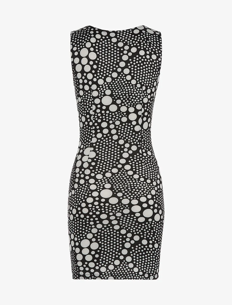 Robe à pois décolleté zippé - noir