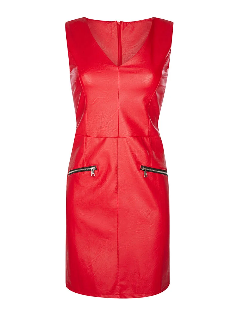 Robe simili à zips - rouge
