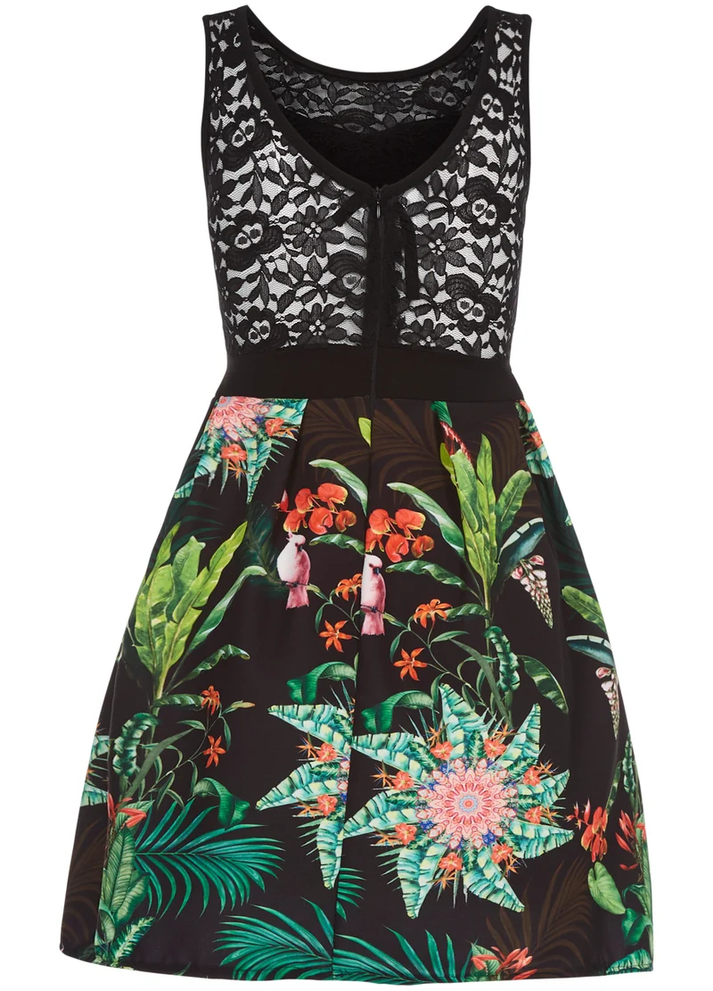 Robe patineuse buste dentelle - noir