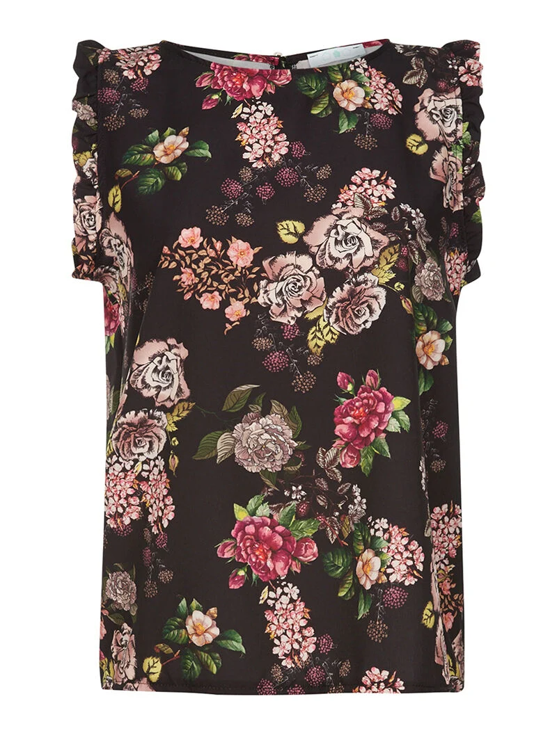 Top satin imprimé - noir