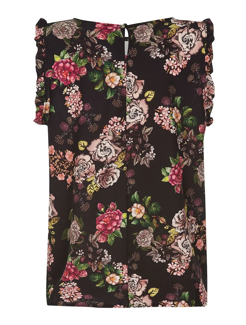 Top satin imprimé - noir