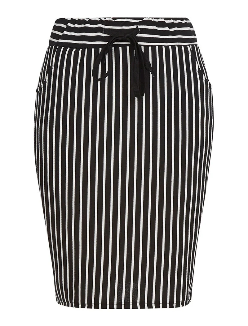 Jupe effet mousseline à rayures - noir/blanc