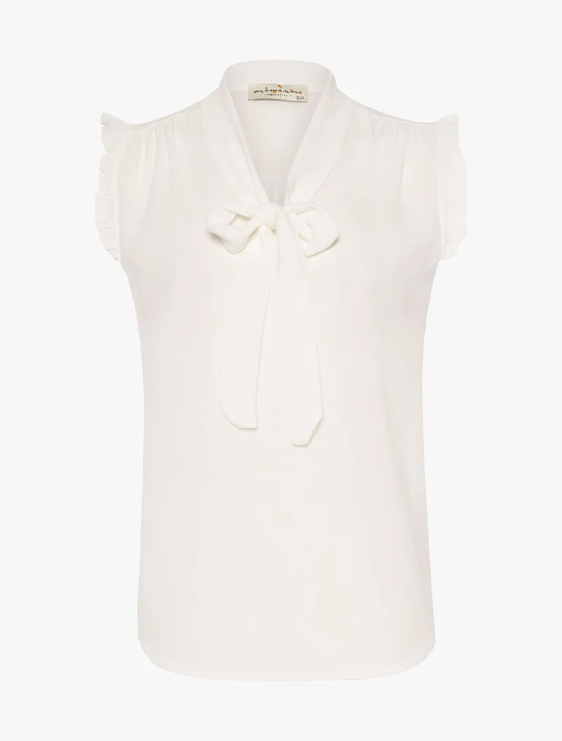 Blouse col à nouer - blanc