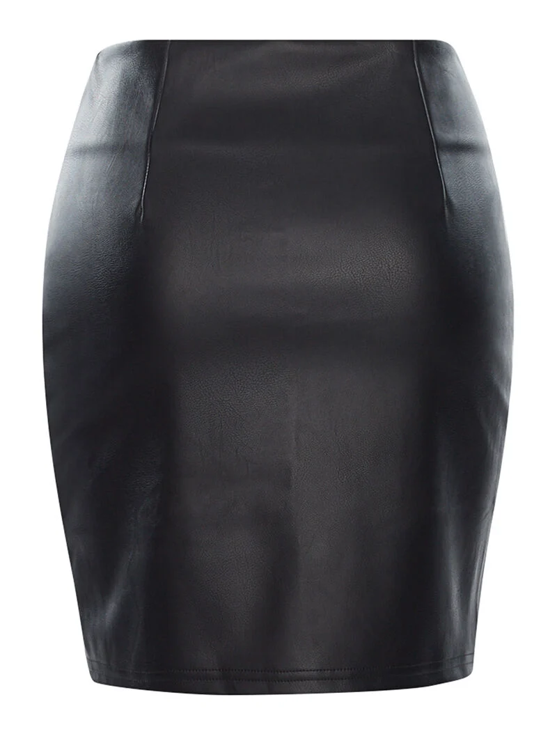 Jupe simili zips à l'avant - noir