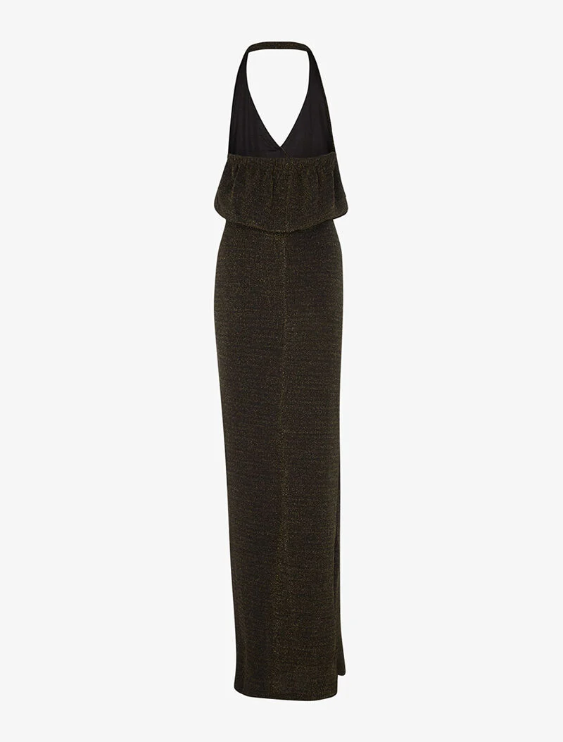Robe longue pailletée - or
