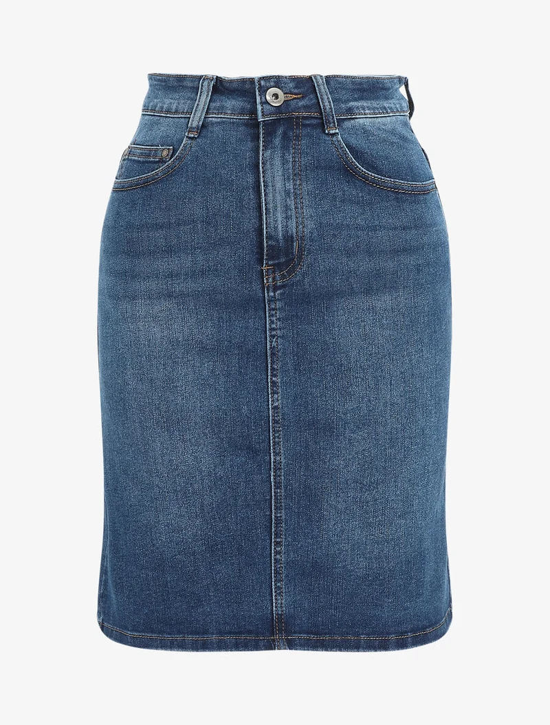Jupe en jean coupe droite - Bleu