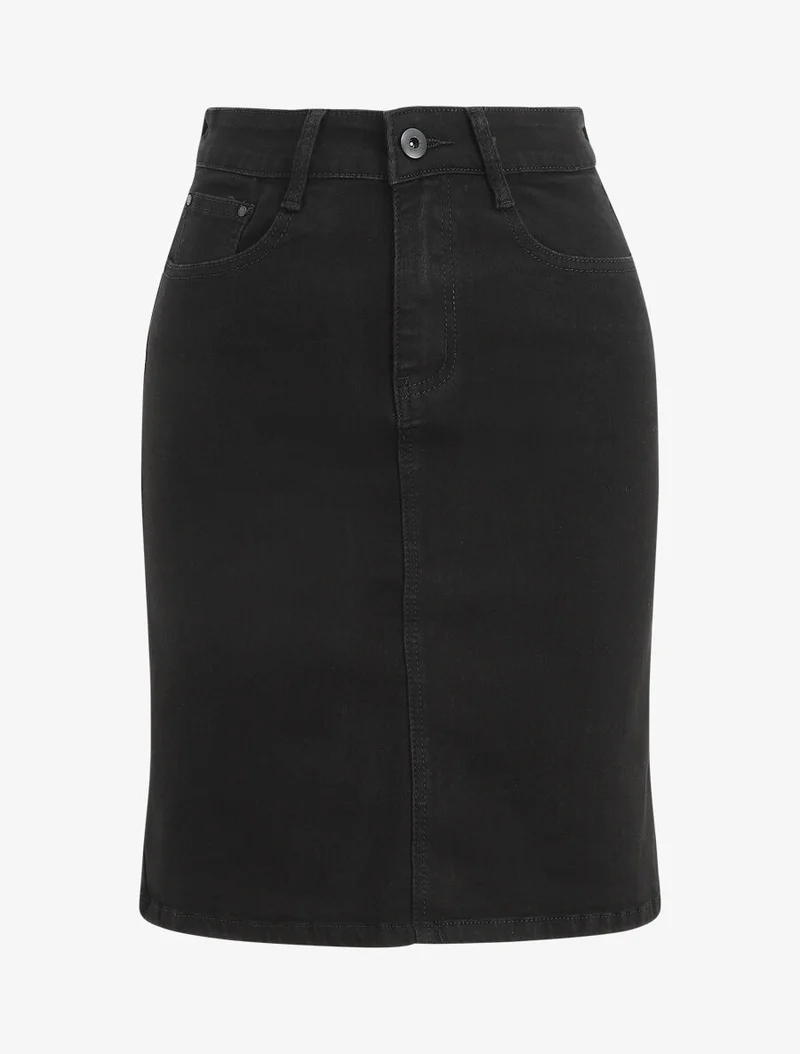 Jupe en jean coupe droite - Noir