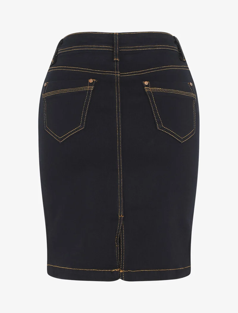 Jupe courte en jean droite taille standard - Bleu brut