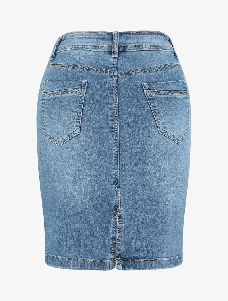 Jupe courte en jean droite taille standard - Bleu