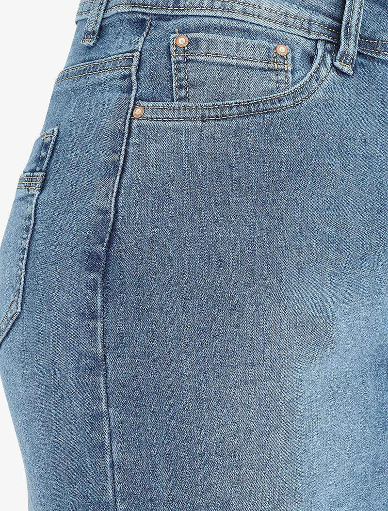 Jupe courte en jean droite taille standard - Bleu