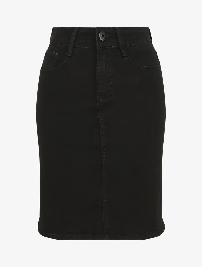 Jupe en jean droite et courte taille standard - Noir