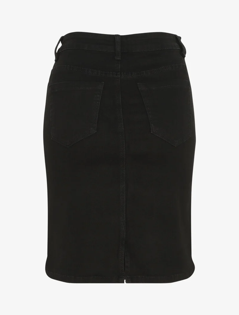 Jupe en jean droite et courte taille standard - Noir
