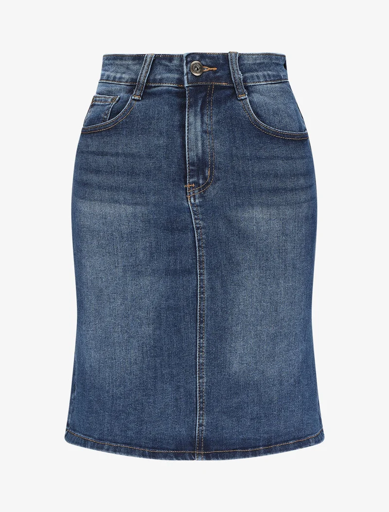 Jupe en jean coupe droite - Bleu