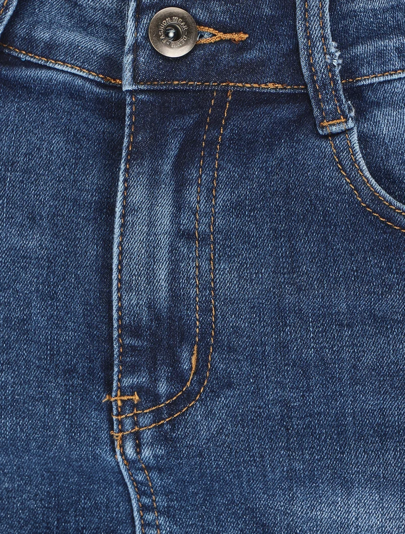 Jupe en jean coupe droite - Bleu