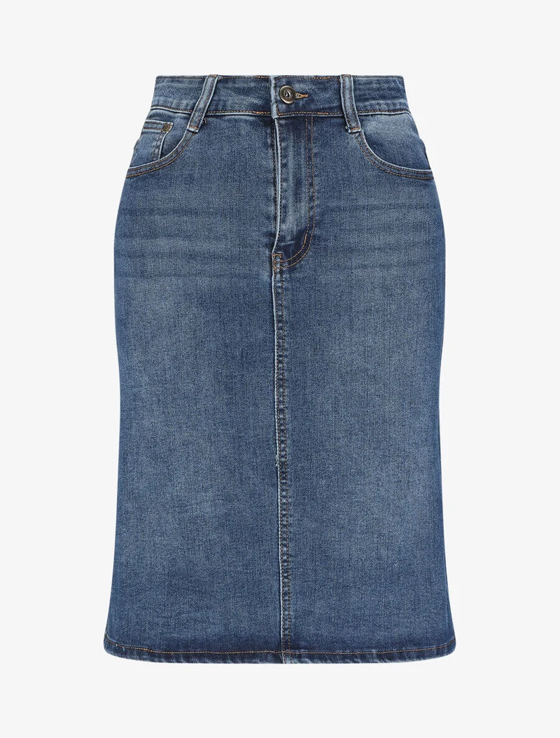 Jupe droite en jean - Bleu