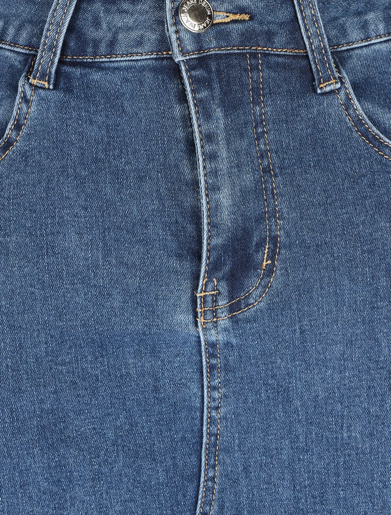 Jupe longue en jean coupe droite - Bleu