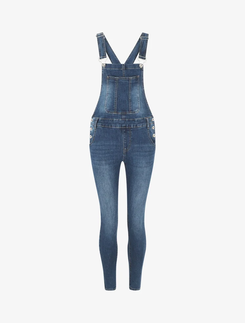 Salopette skinny en jean - Bleu