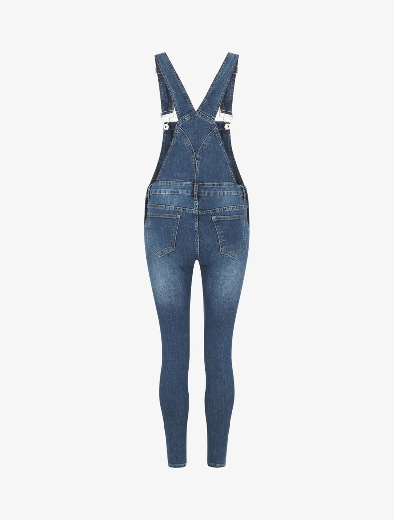 Salopette skinny en jean - Bleu