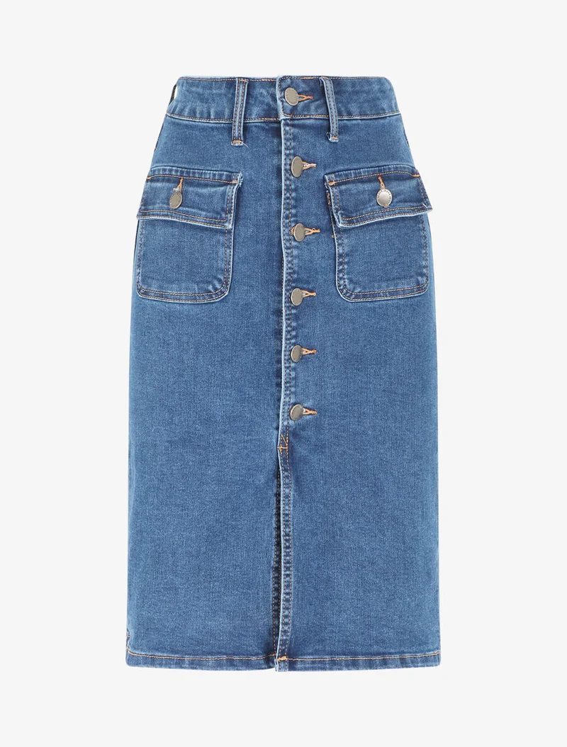 Jupe en jean boutonnée - Bleu