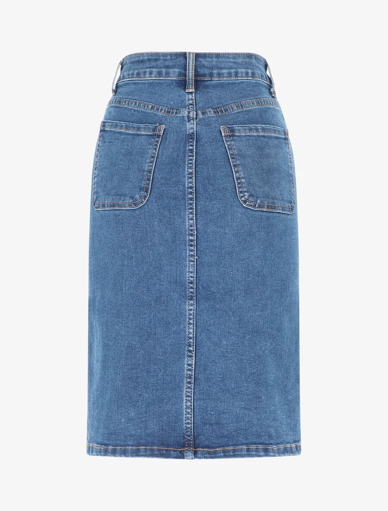 Jupe en jean boutonnée - Bleu