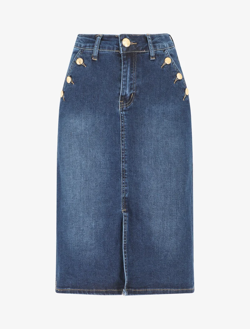 Jupe en jean à boutons - Bleu