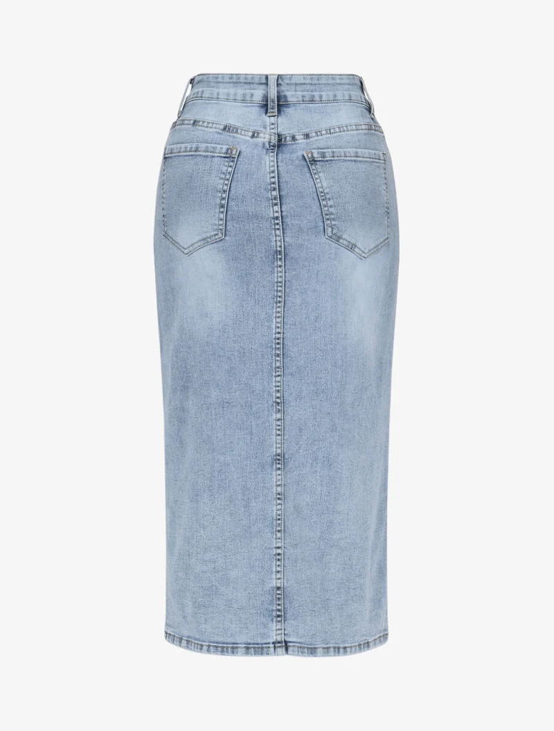 Jupe en jean fendue - Bleu