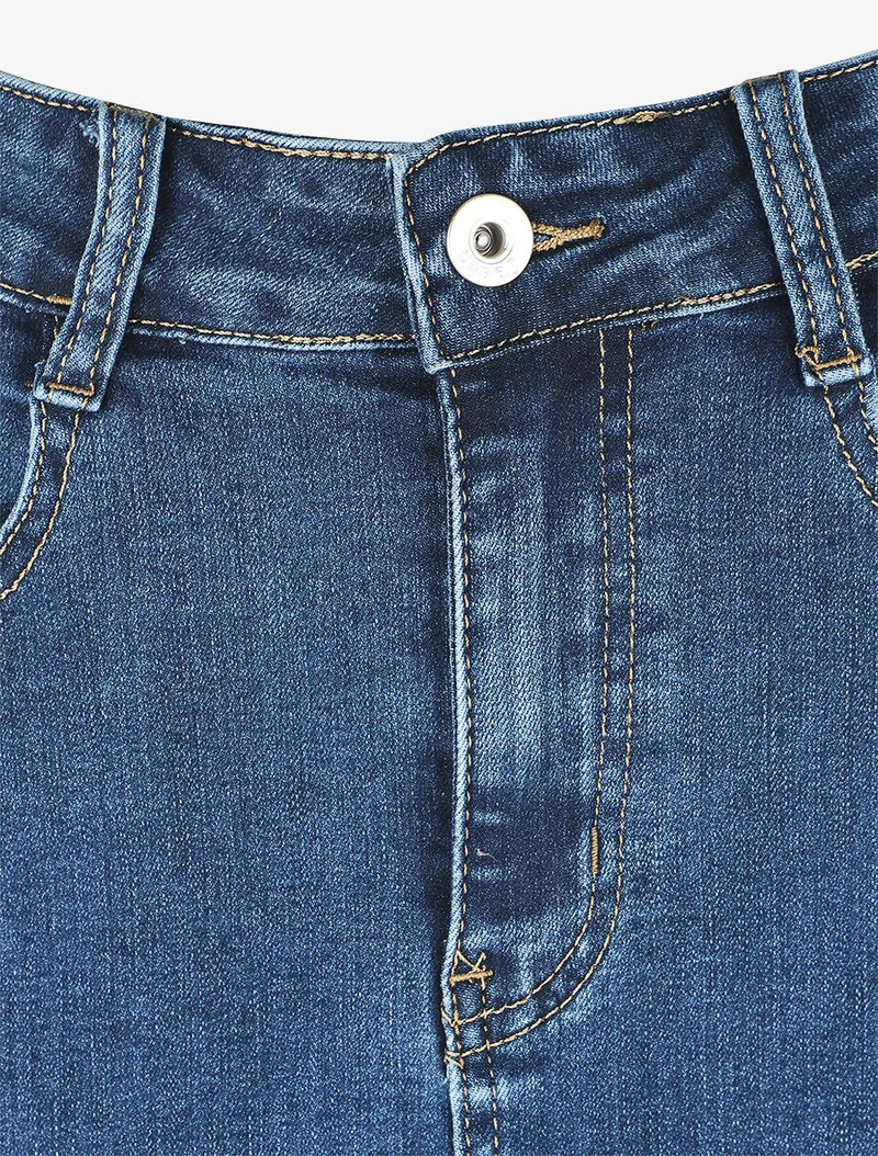 Jupe longue droite en jean - Bleu denim