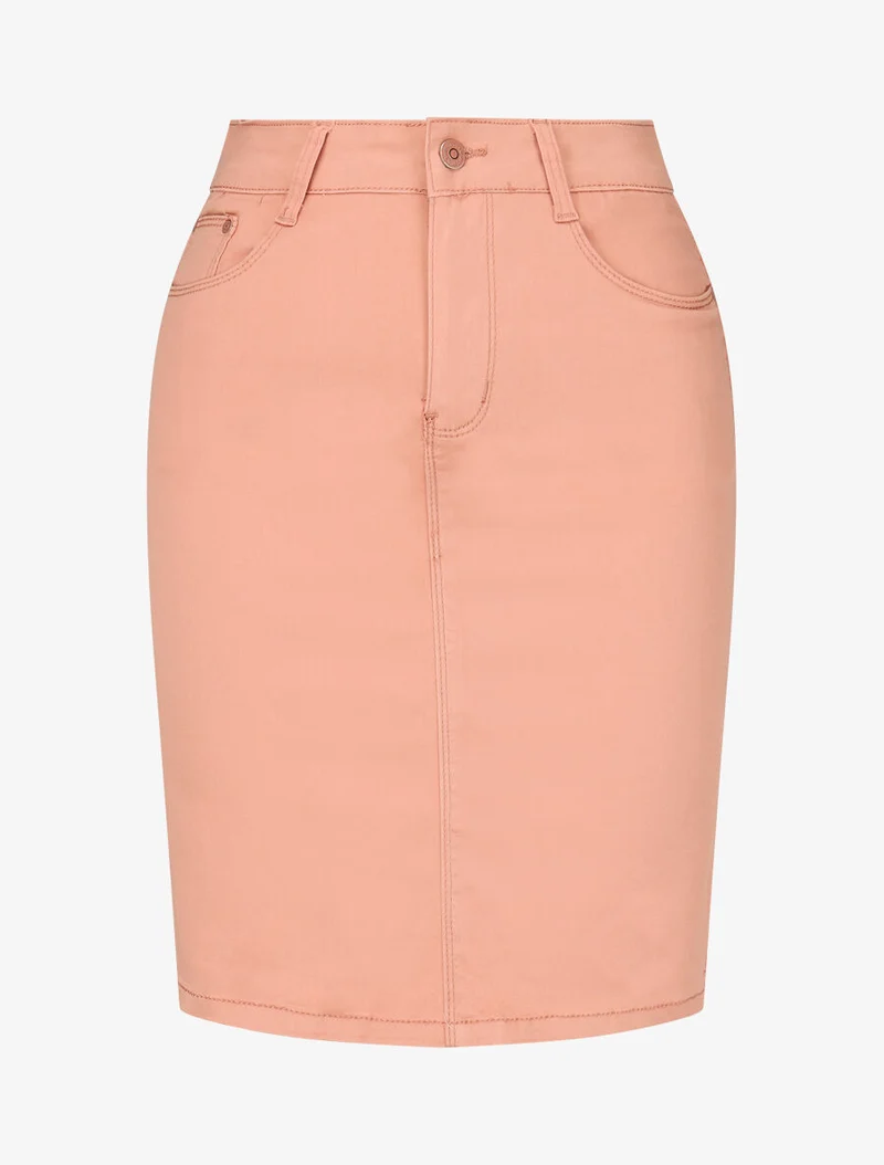 Jupe unie droite classique - Rose poudré