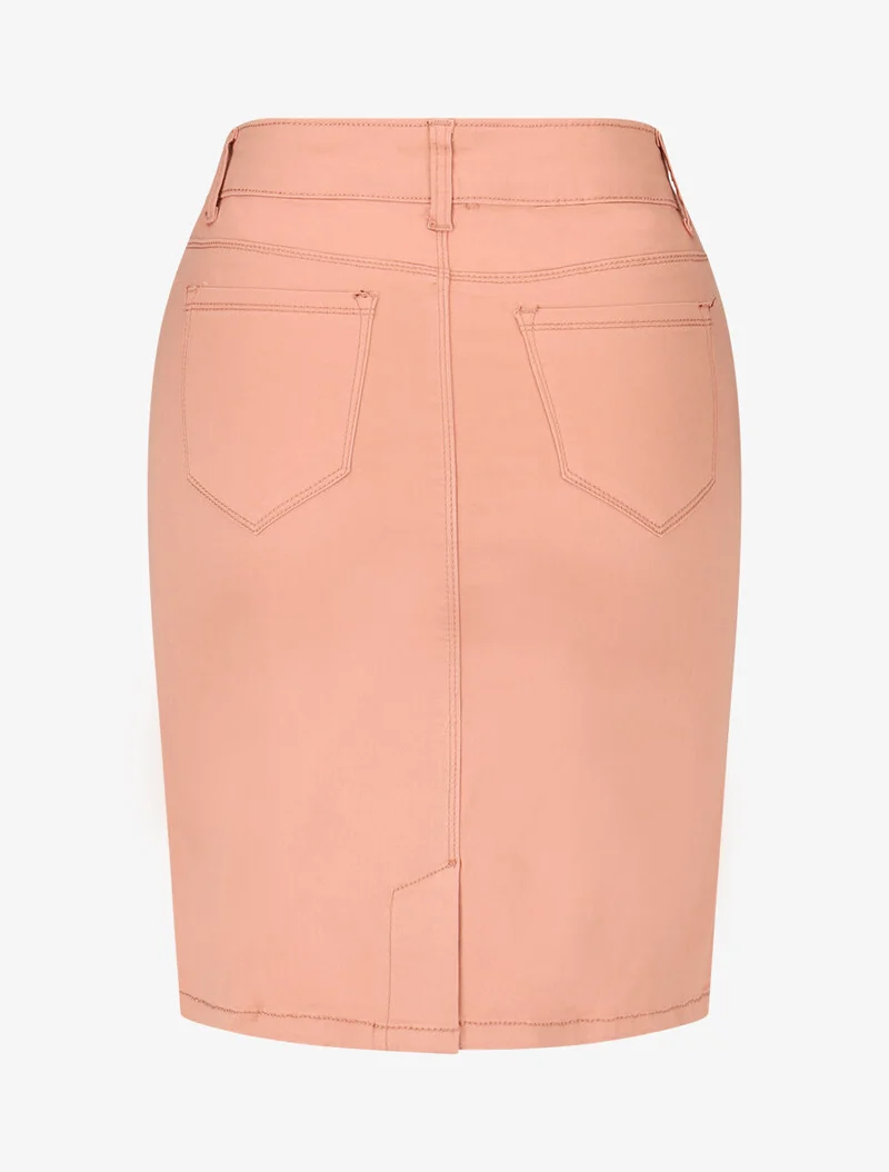 Jupe unie droite classique - Rose poudré
