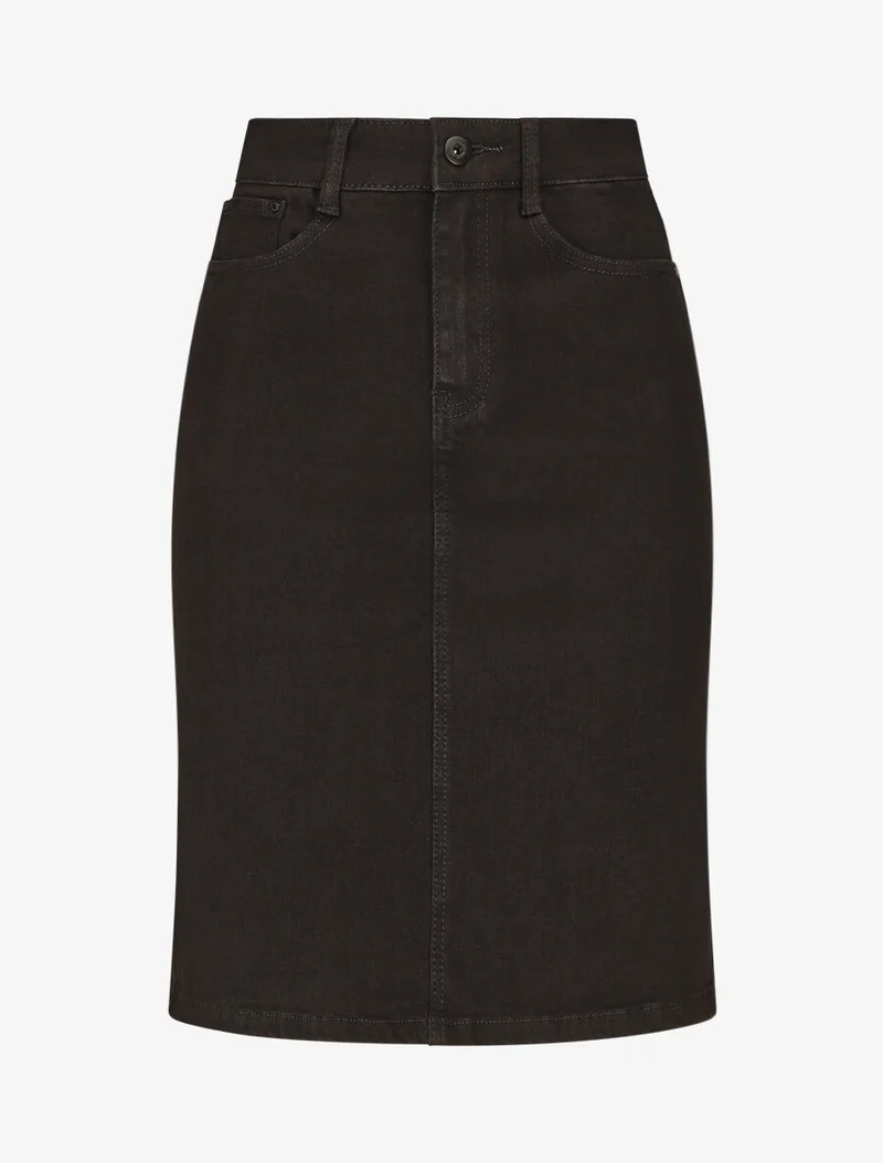 Jupe mi-longue en jean - Noir