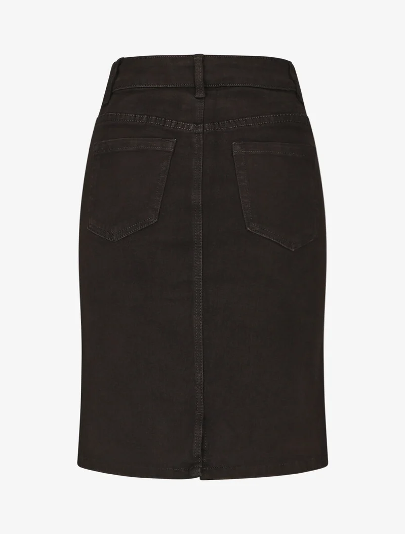Jupe mi-longue en jean - Noir