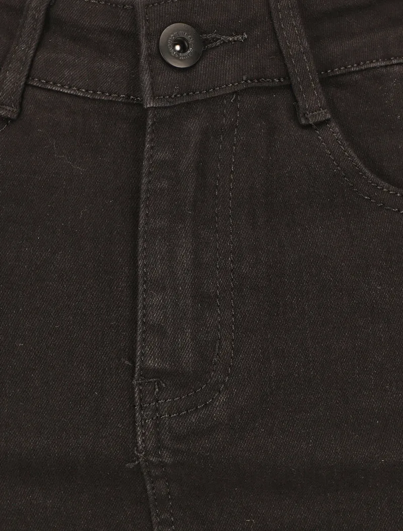 Jupe mi-longue en jean - Noir