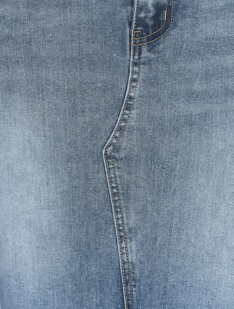 Jupe longue en jean fendue - Bleu