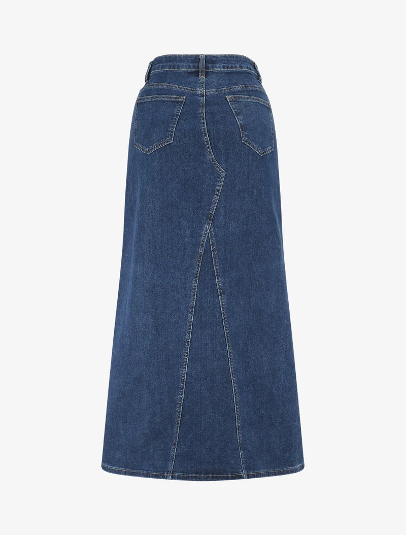 Jupe longue à taille haute - Bleu