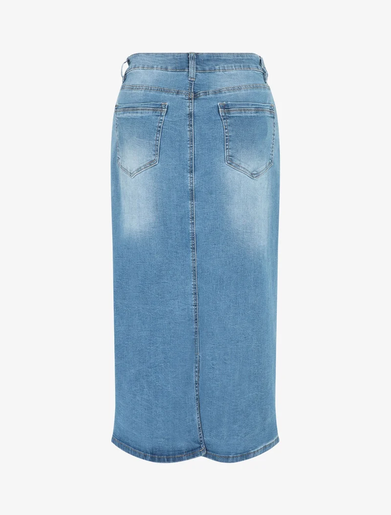 Jupe en jean grande taille fendue - Bleu