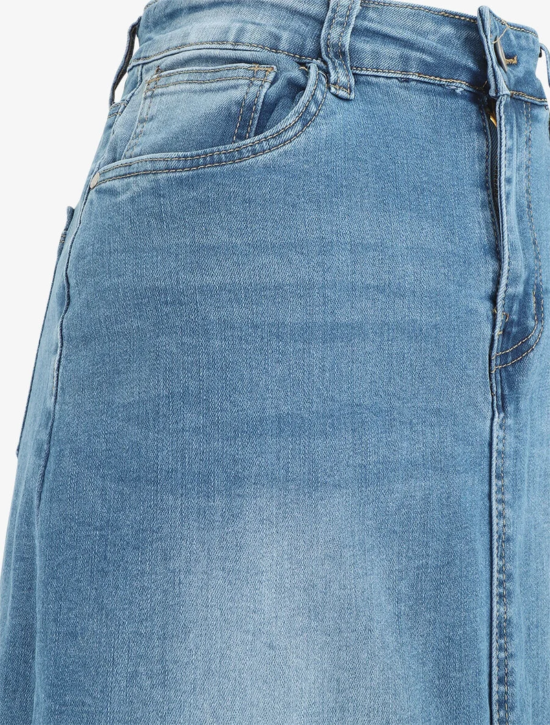 Jupe en jean grande taille fendue - Bleu