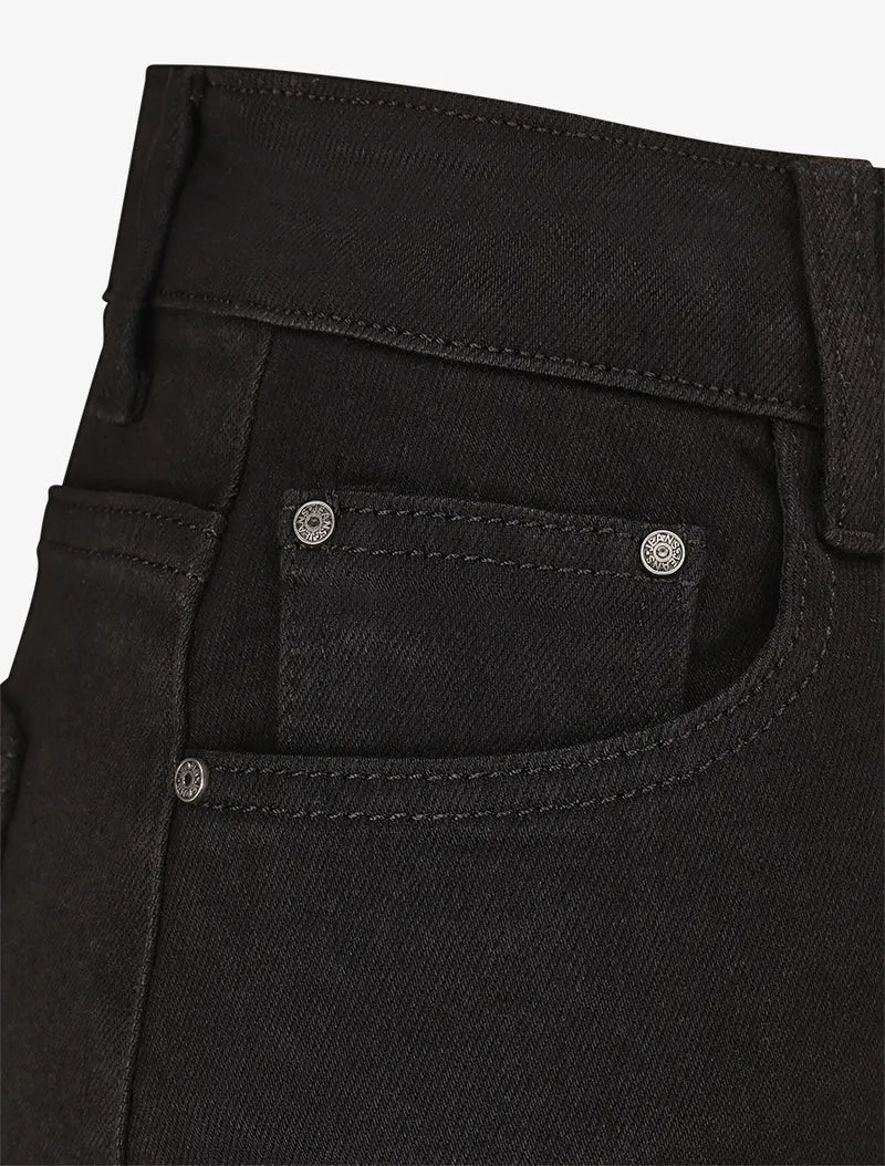 Jupe mi-longue fendue en jean - Noir