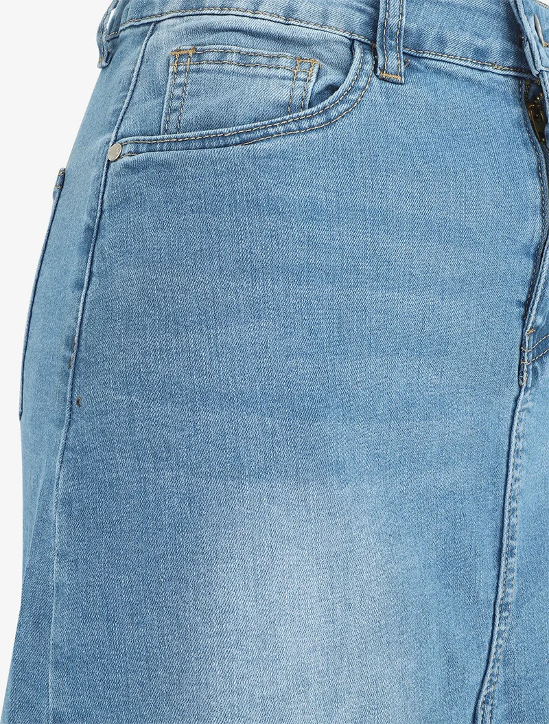 Jupe en jean fendue à l'avant - Bleu