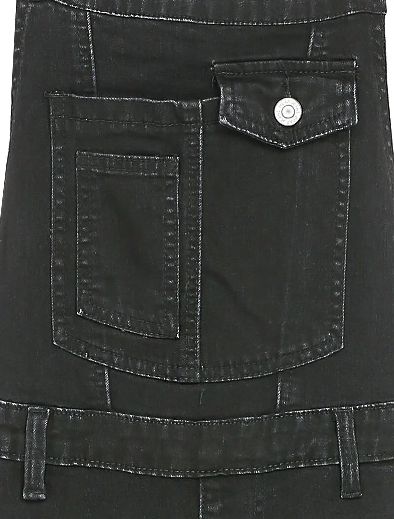 Salopette en jean délavé coupe slim à poche avant stylisée - Noir