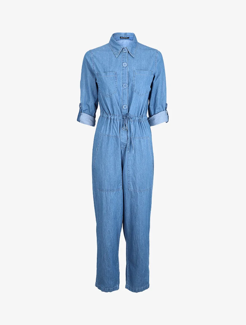 Combinaison en jean coupe droite - Bleu denim