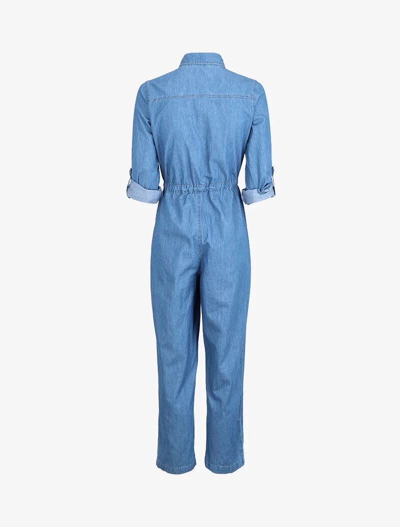Combinaison en jean coupe droite - Bleu denim