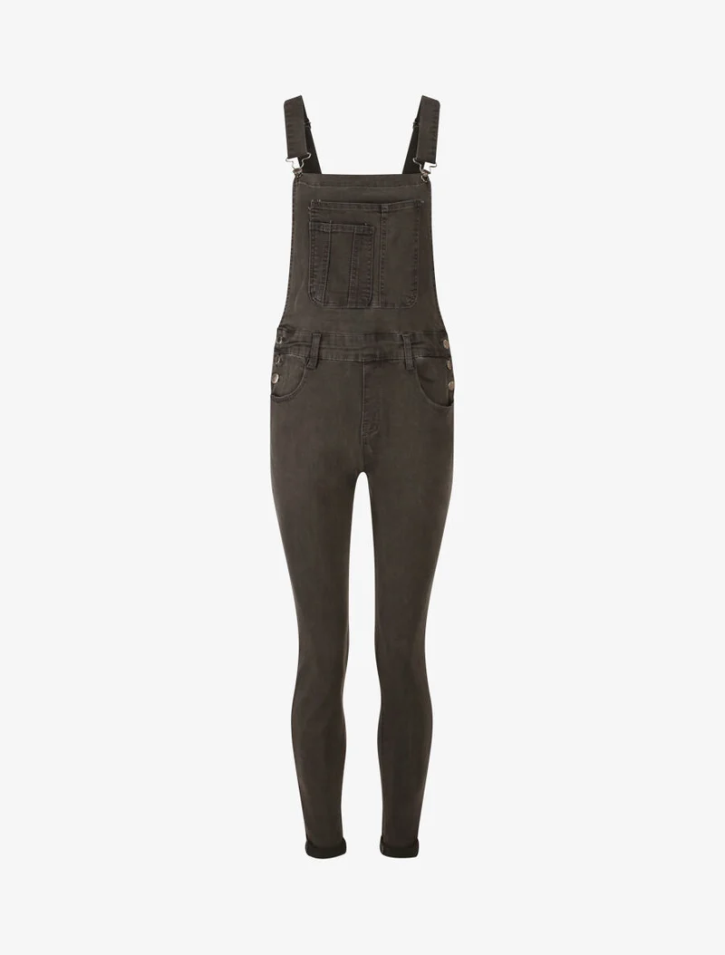 Salopette en jean coupe slim - Gris foncé