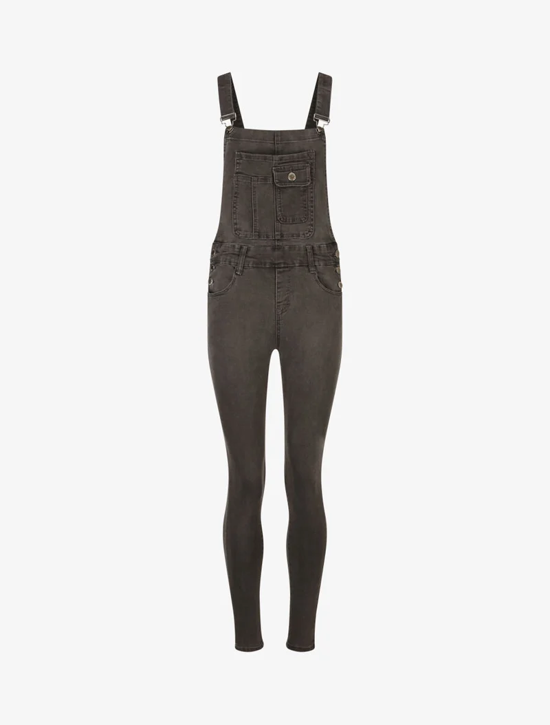 Salopette en jean coupe skinny - Gris