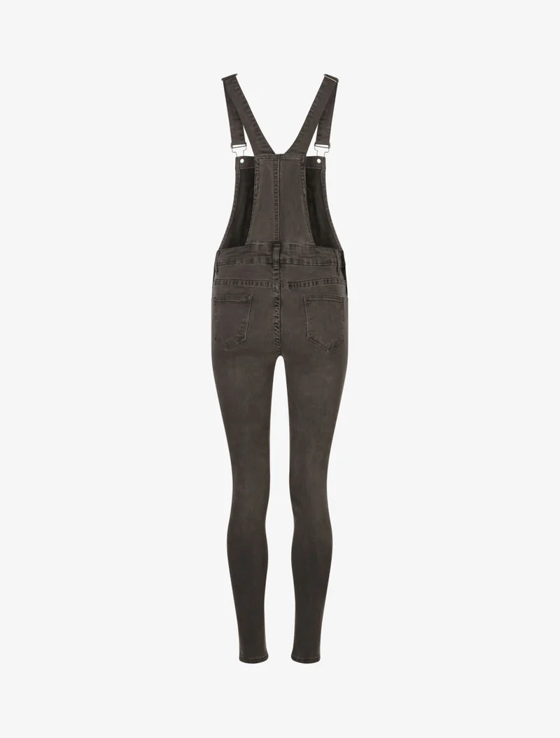 Salopette en jean coupe skinny - Gris